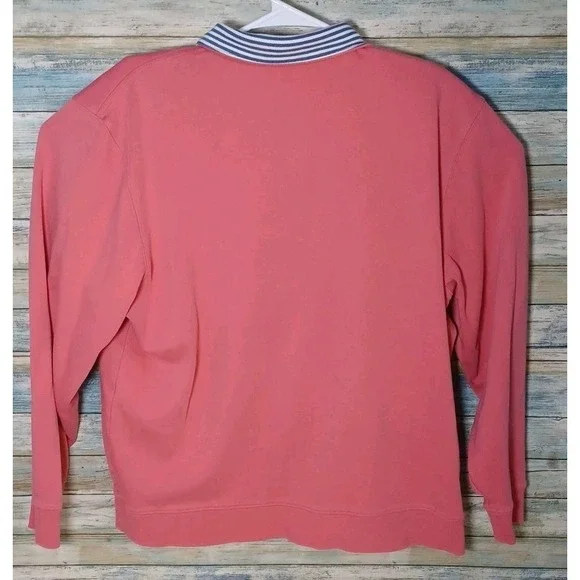 Vineyard Vines Mens Coral Pink 100% Pima Cotton Quarter Zip Pullover XL - Picture 4 of 5